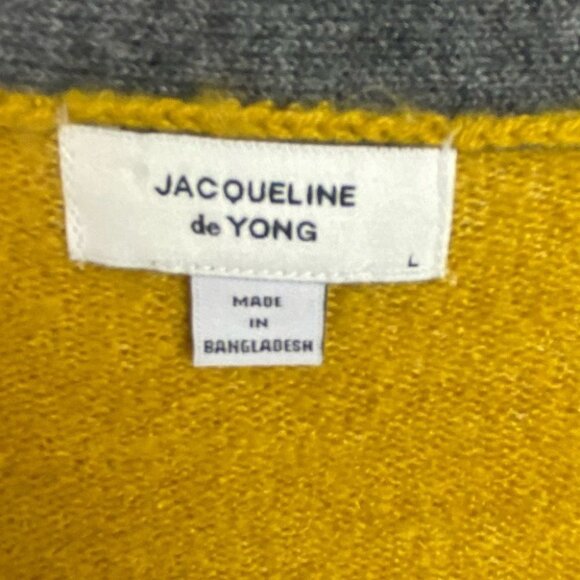 JDY Colorblock Knit Cardigan Yellow Grey Size Large Oversized Sweater Bohemian L - Picture 7 of 13